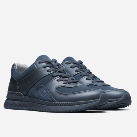 navy blue leather trainers womens